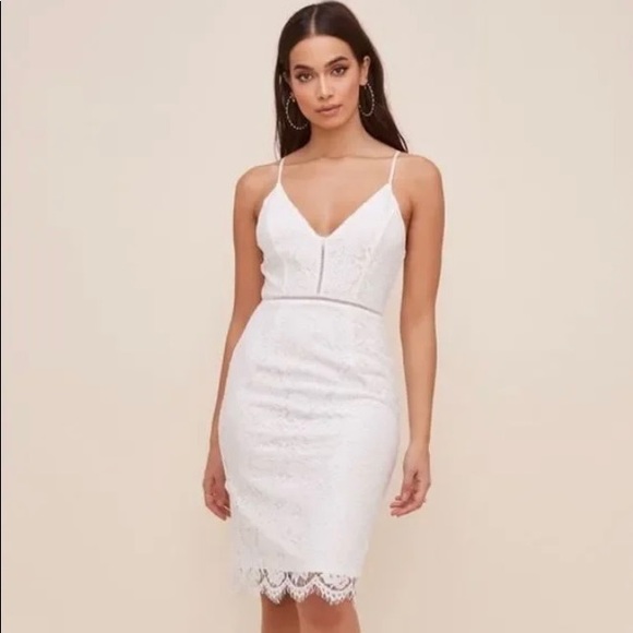 ASTR The Label- Lattice Inset Lace Dress in White - Size XS - Picture 2 of 9